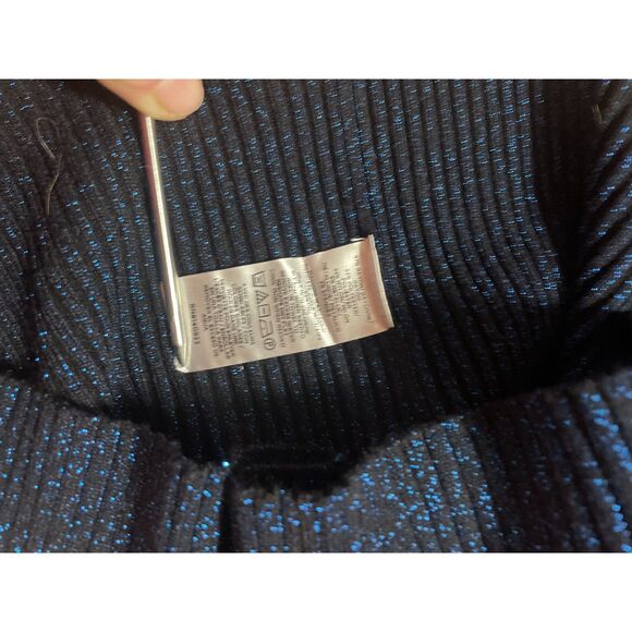 LOFT Navy Metallic Ribbed Knit Sweater Dress Long Sleeve Sz Sm NEW YEAR'S EVE - Picture 10 of 11